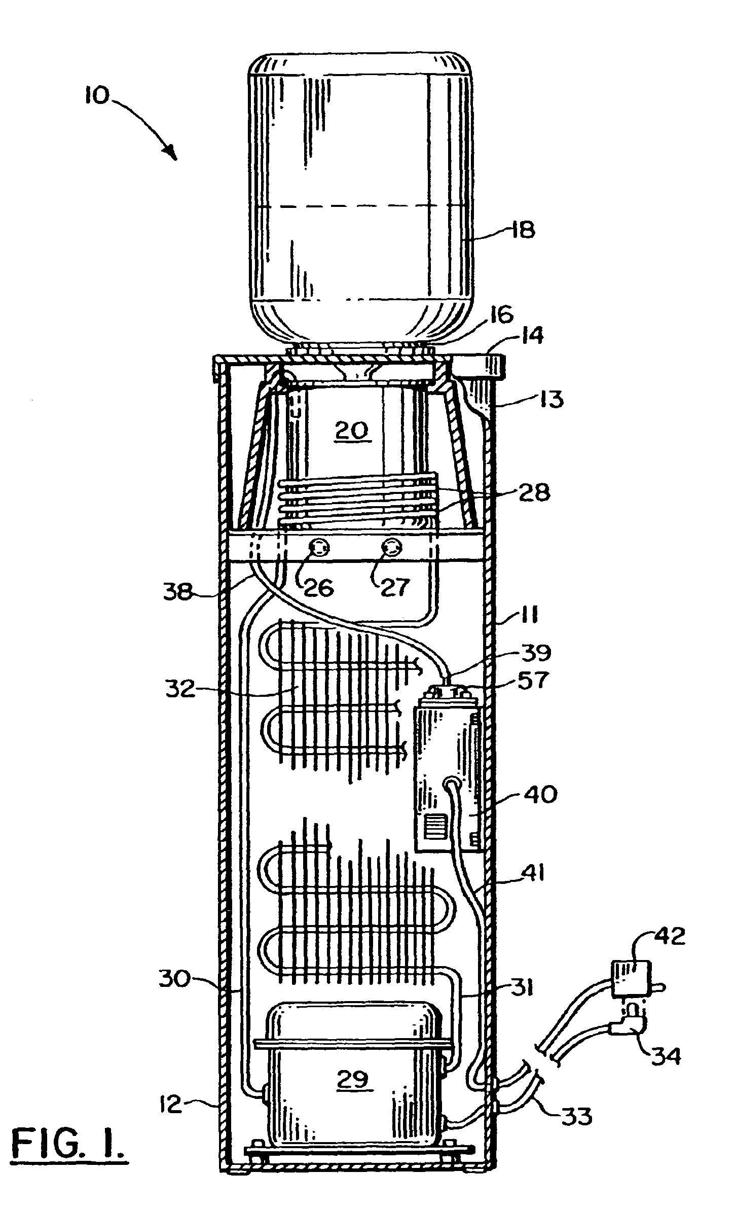 Method and apparatus for disinfecting a refrigerated water cooler reservoir