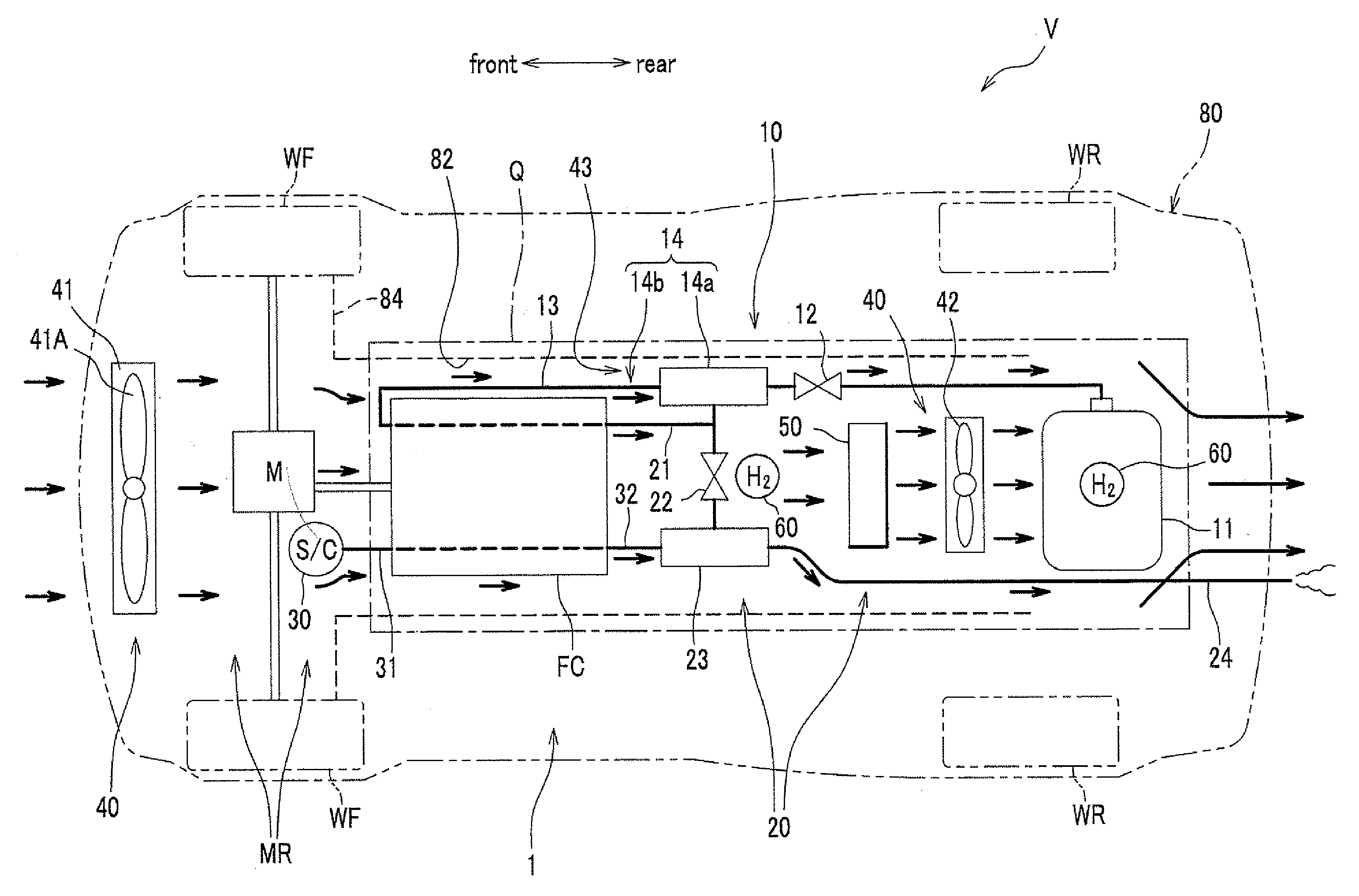 Ventilator of a fuel-cell vehicle