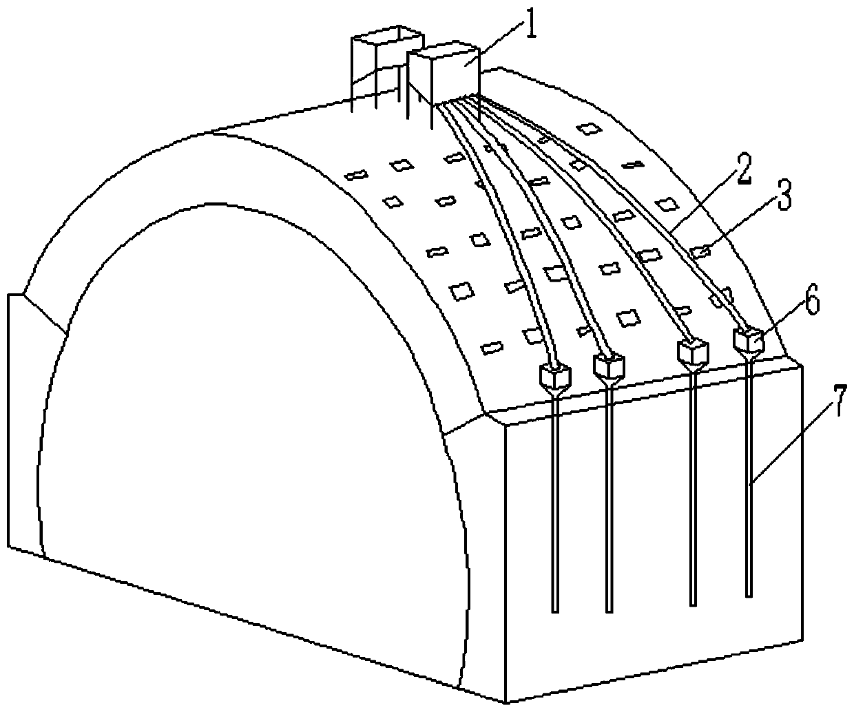 Symmetrical synchronous layered distributing and casting system and construction method for open trench tunnel lining