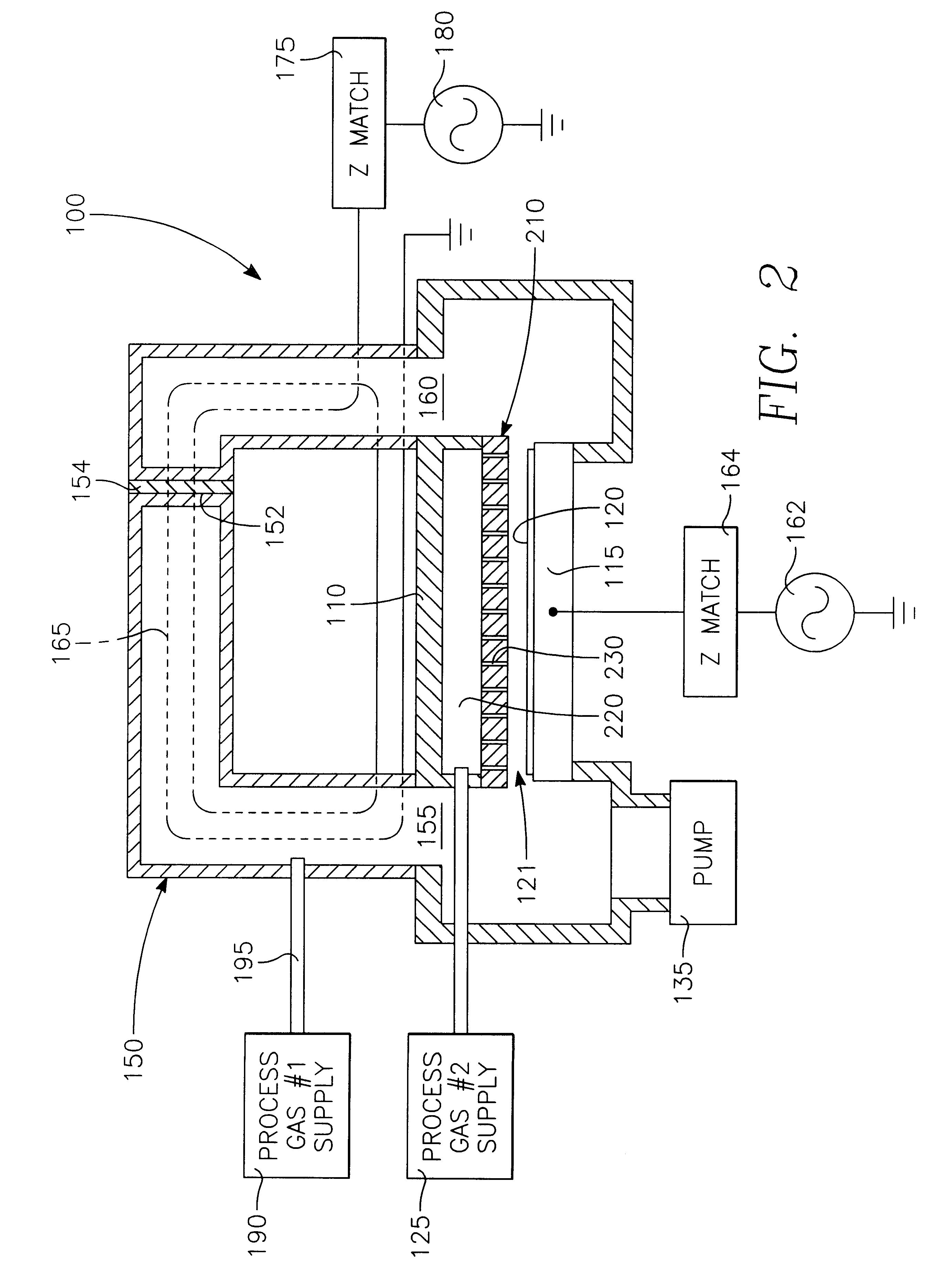 Externally excited torroidal plasma source with a gas distribution plate