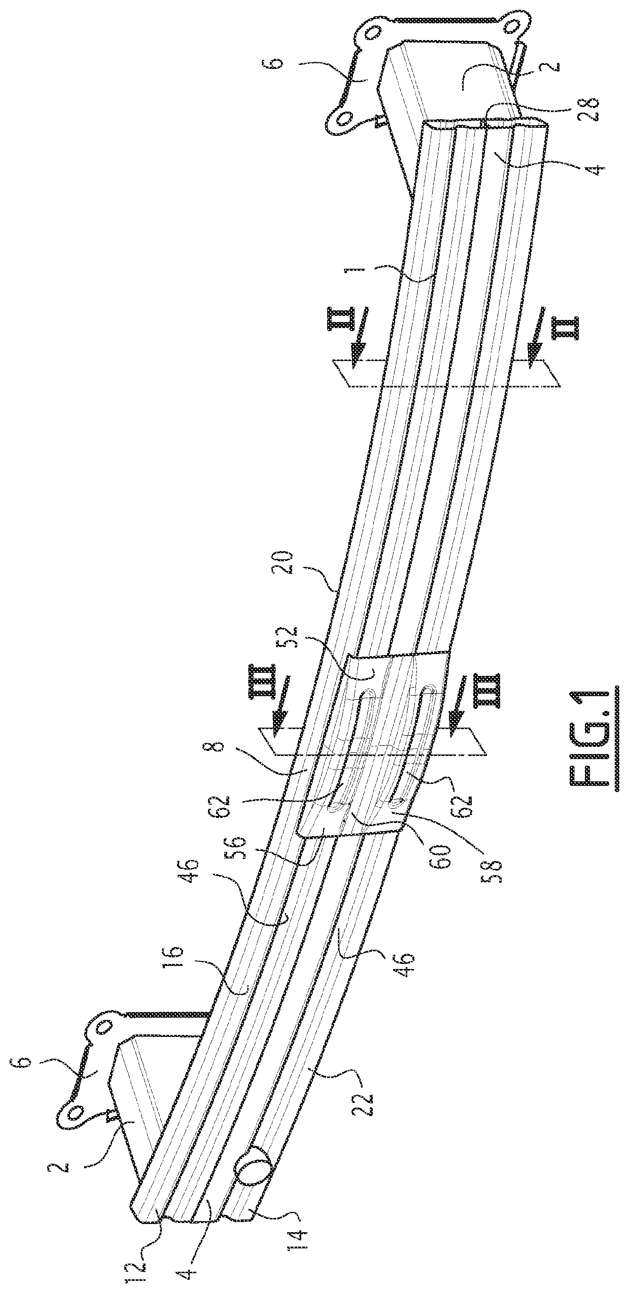 Bumper beam having an 8 shaped cross-section