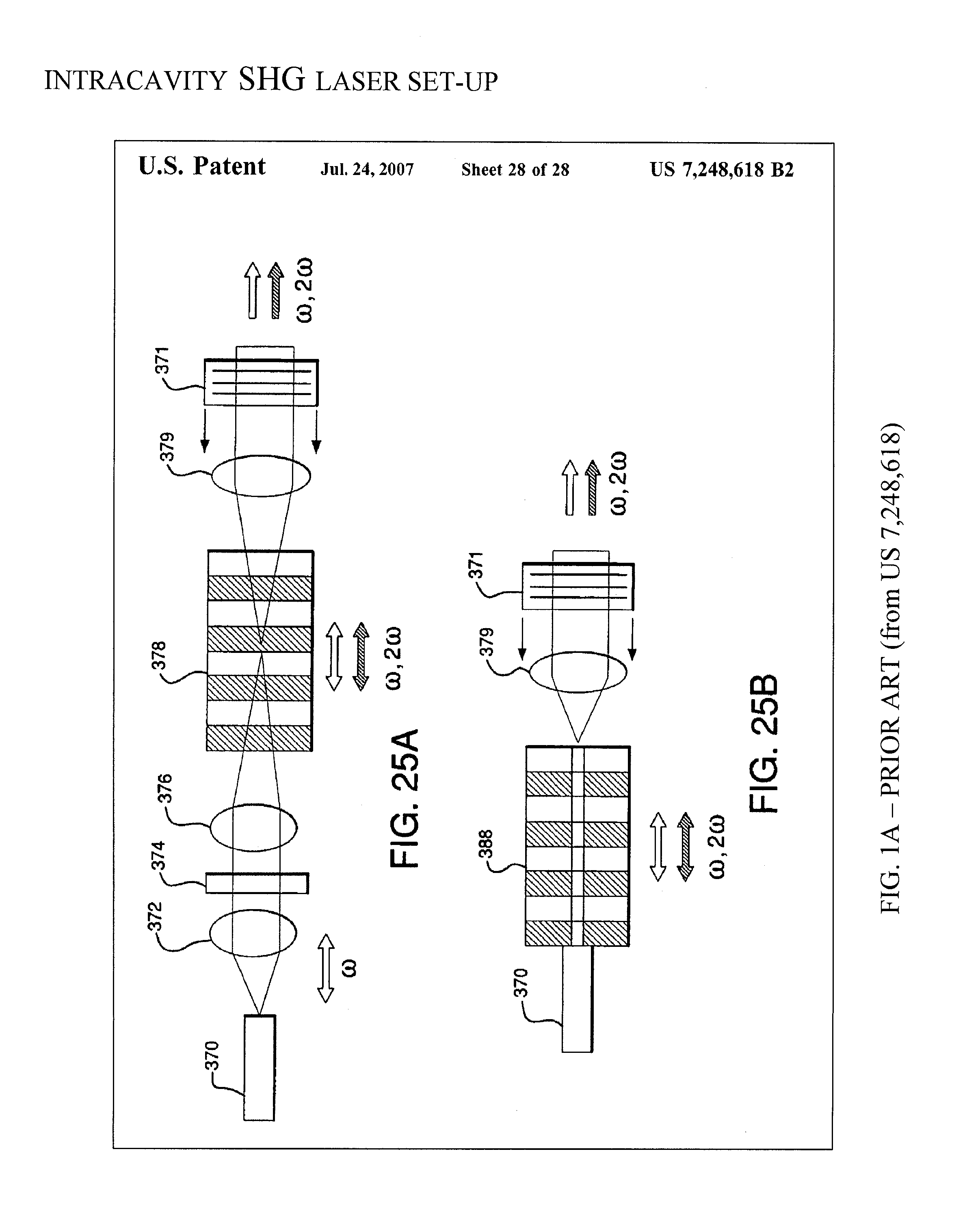 Intra-cavity second harmonic generation (SHG) laser device