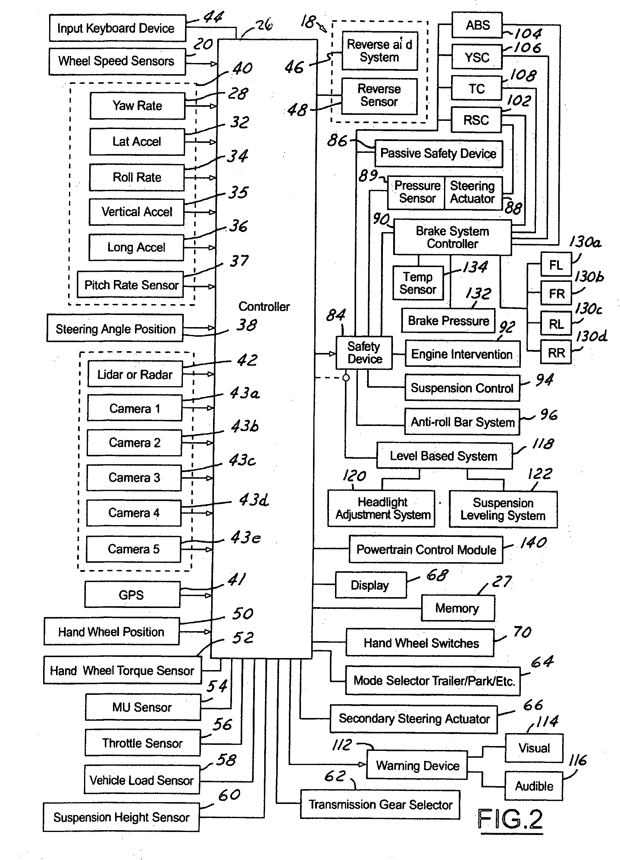 Method and apparatus for determining adaptive brake gain parameters for use in a safety system of an automotive vehicle