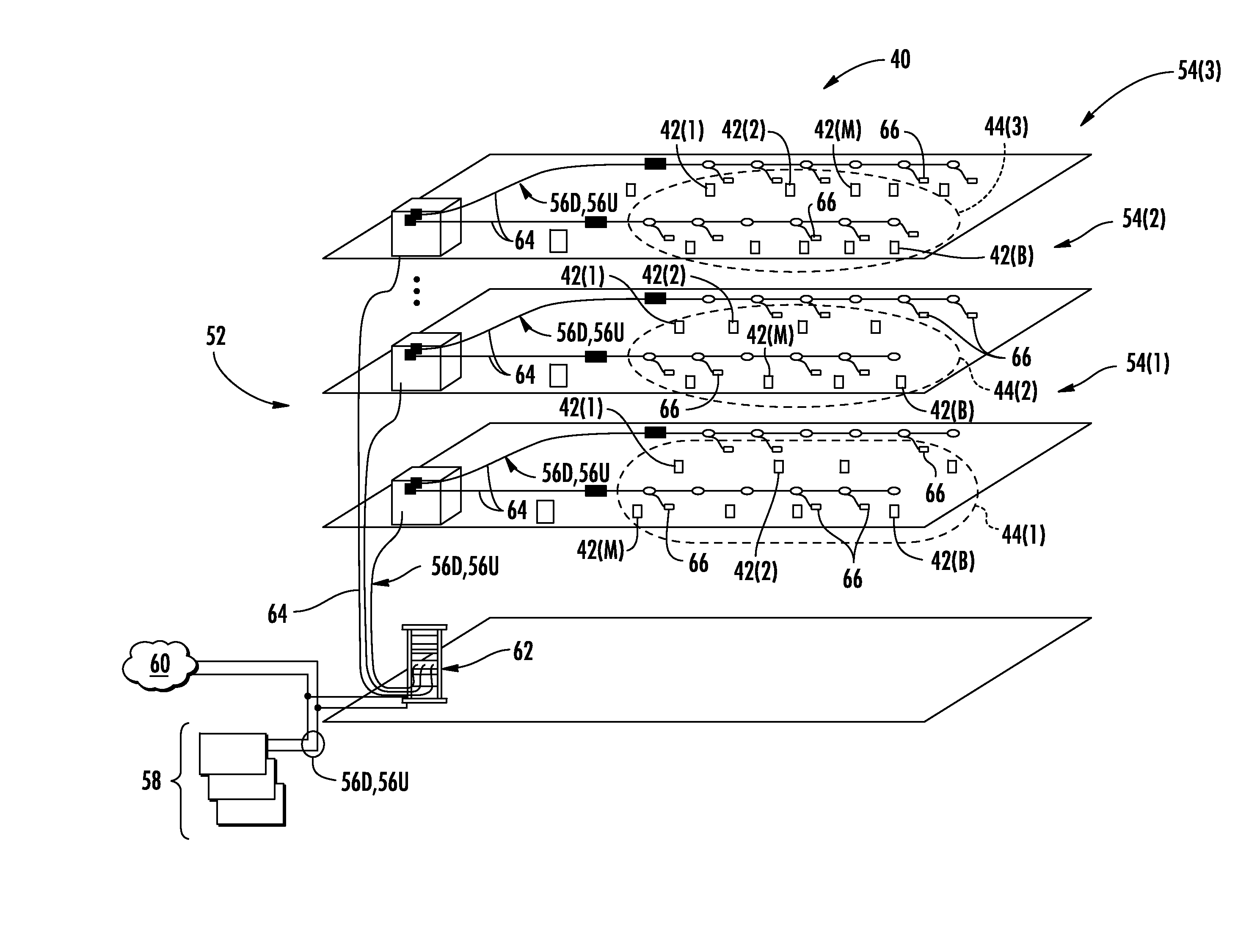 Ultrasound-based localization of client devices in distributed communication systems, and related devices, systems, and methods