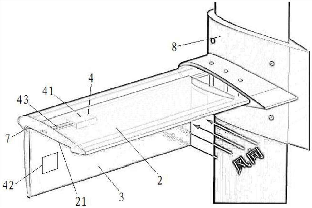 Auxiliary starting device for vertical axis wind turbine support arm