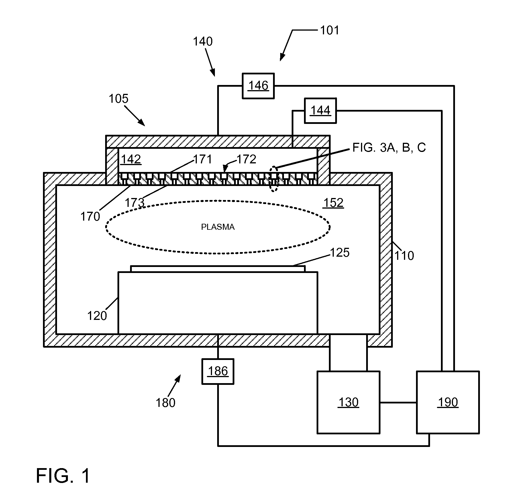 Hollow cathode device and method for using the device to control the uniformity of a plasma process