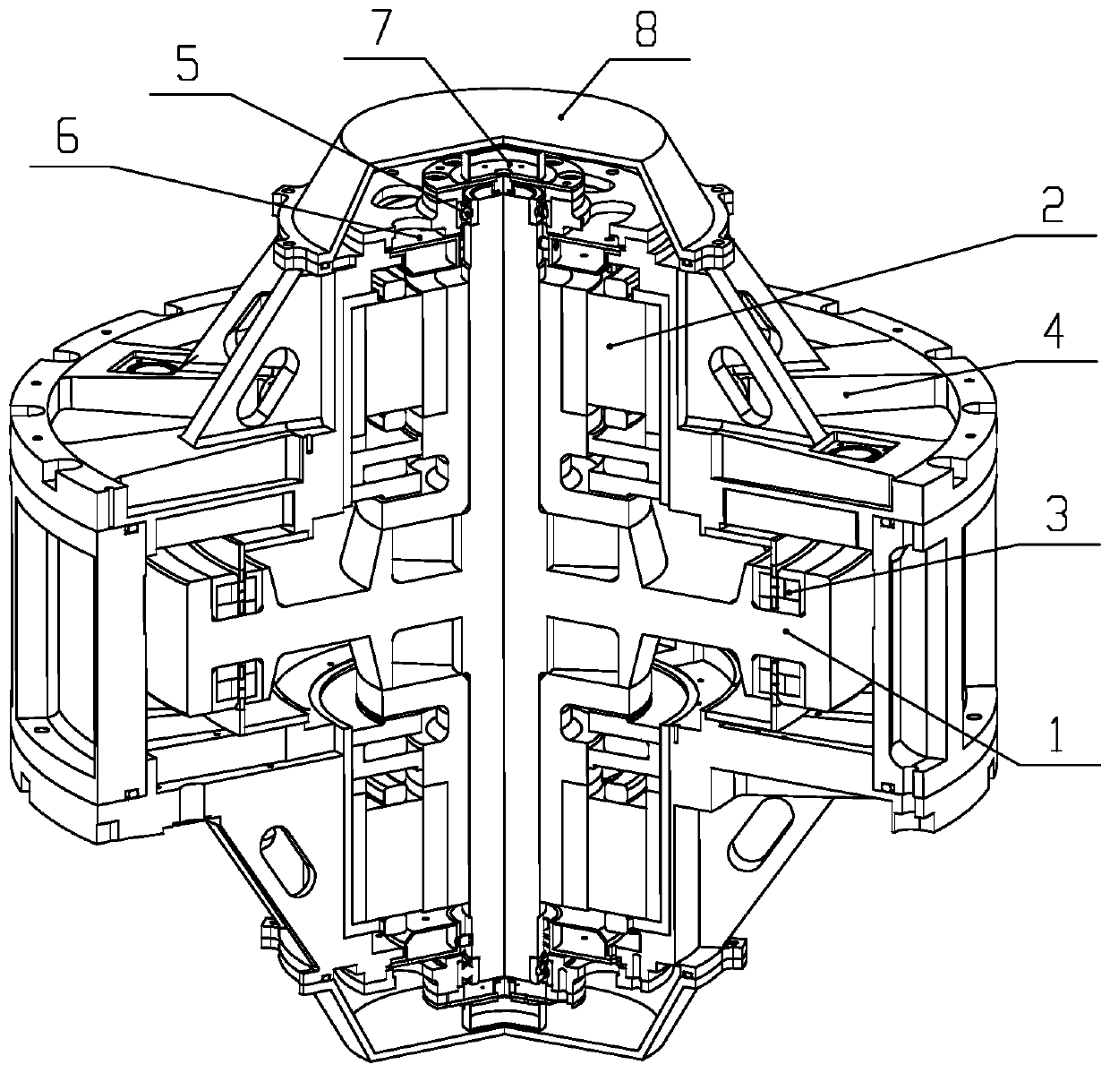 Magnetic suspension control moment gyroscope high-speed rotor device