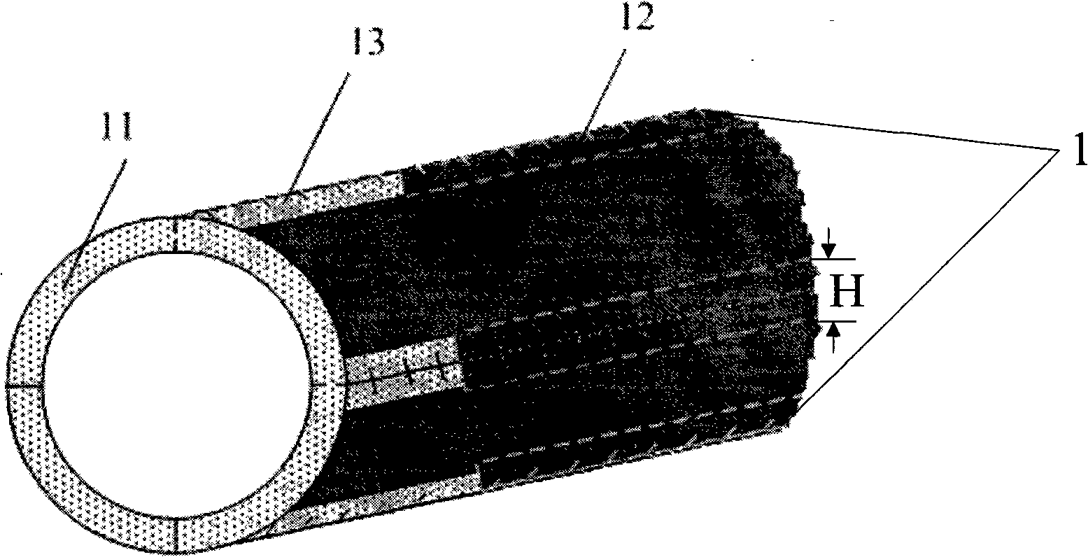 Tubular nonwoven compound material and manufacturing method thereof