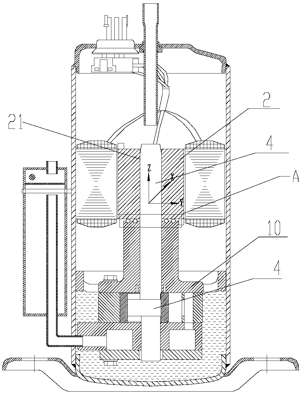 Crankshaft bearing of compressor and compressor