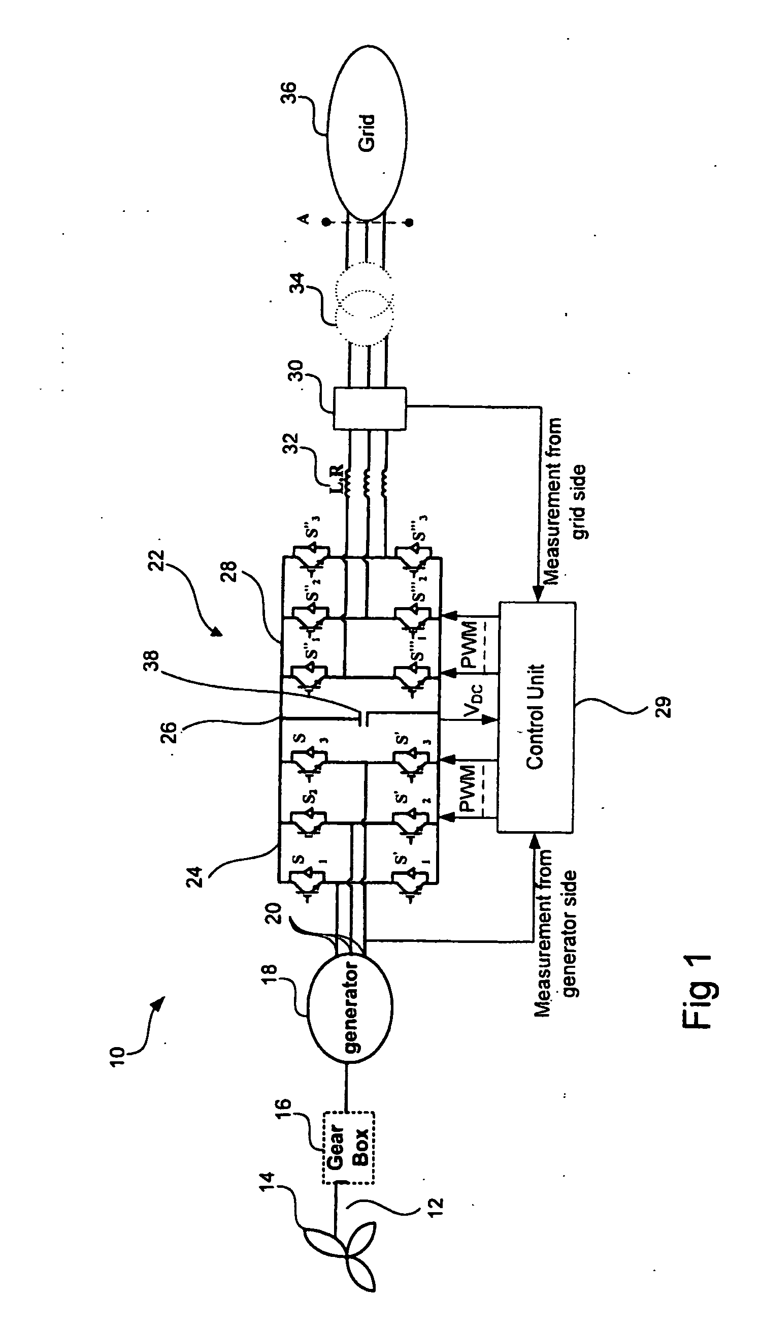 Method for controlling a power converter in a wind turbine generator