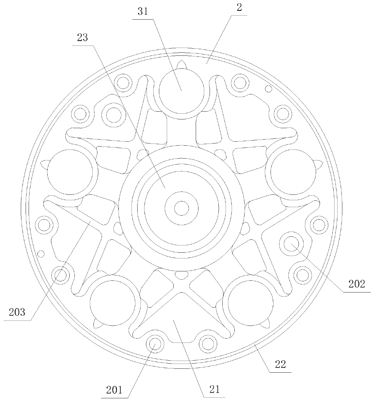 Rear cover of hydraulic motor shell