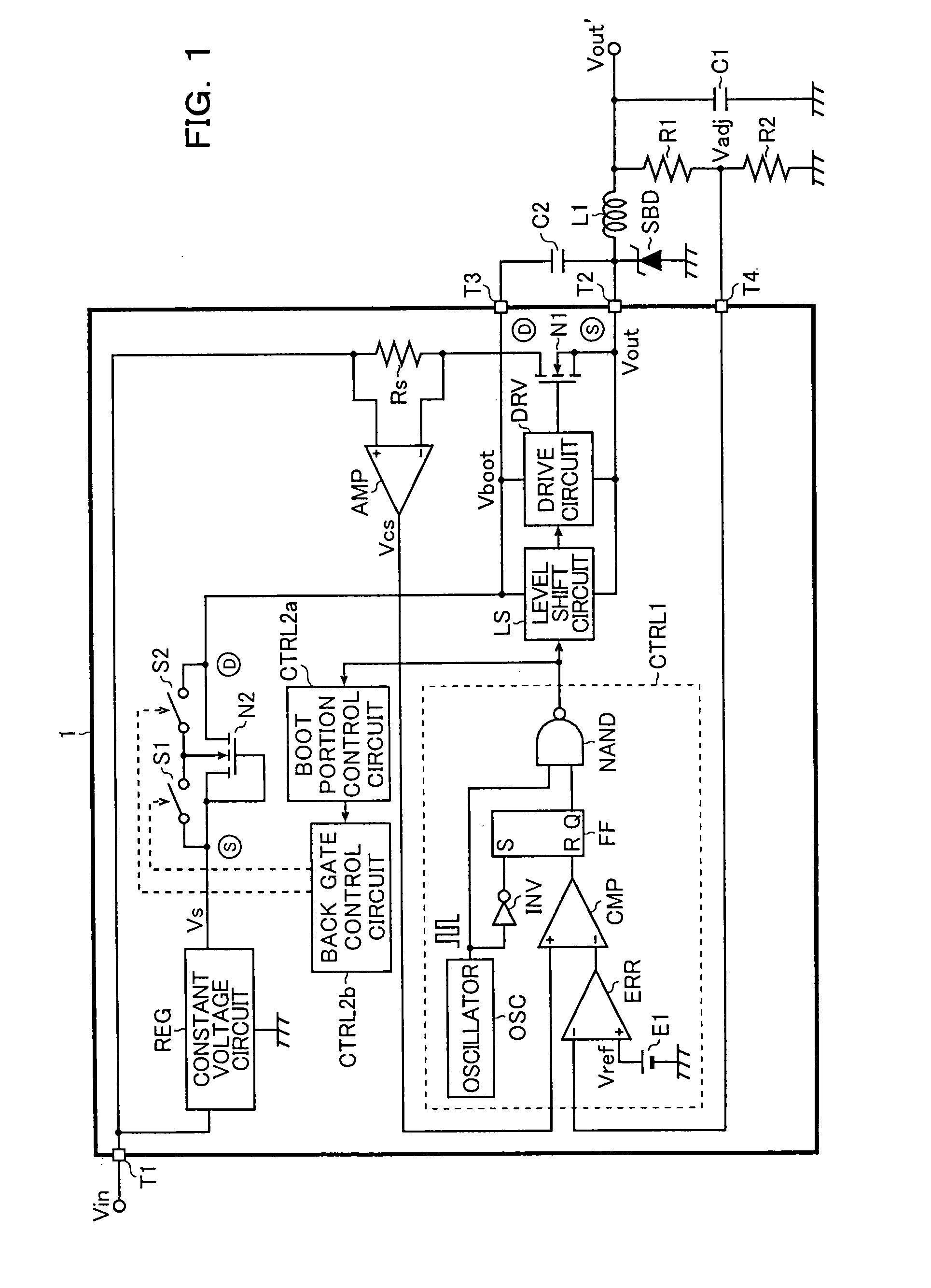 Semiconductor device, step-down chopper regulator, and electronic equipment