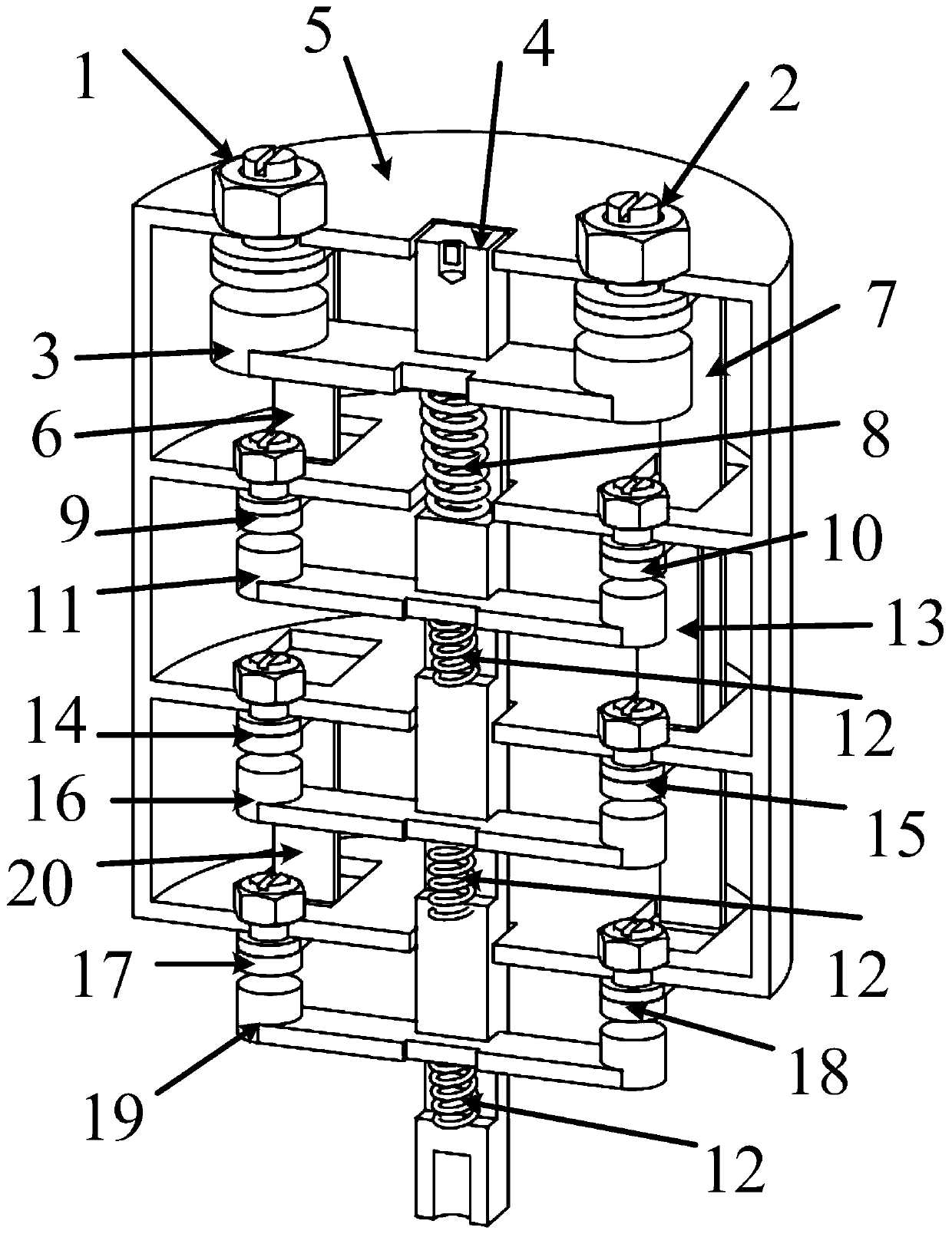 A contact structure of a commutation-type high-voltage DC contactor