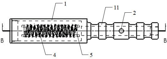 Sensing type grenade probe for blind hole magnetic powder flaw detection