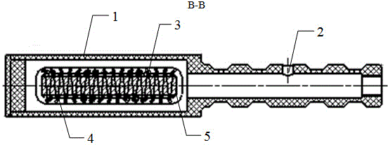 Sensing type grenade probe for blind hole magnetic powder flaw detection