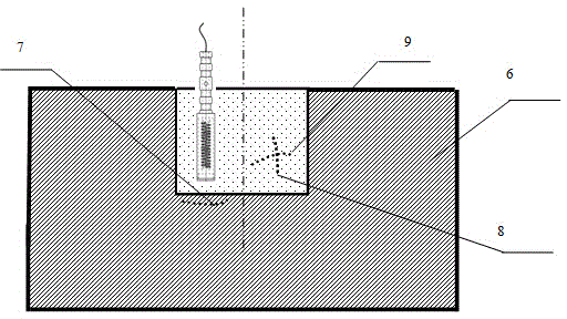 Sensing type grenade probe for blind hole magnetic powder flaw detection