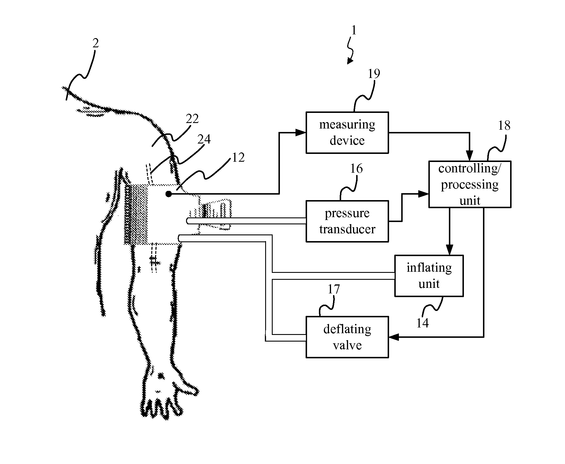 Apparatus and method for measuring blood pressure with motion artifacts elimination