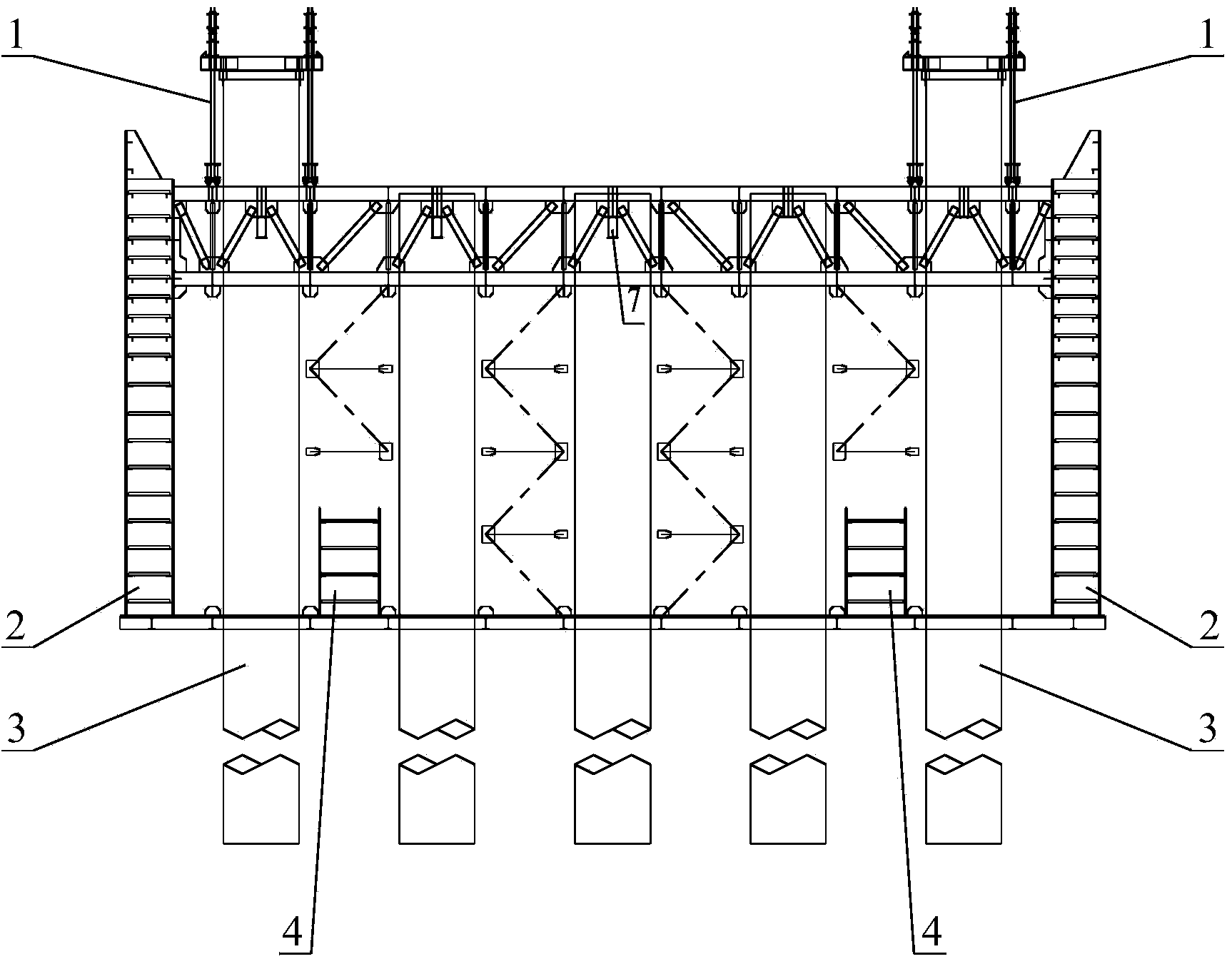 Method for lowering large cofferdam