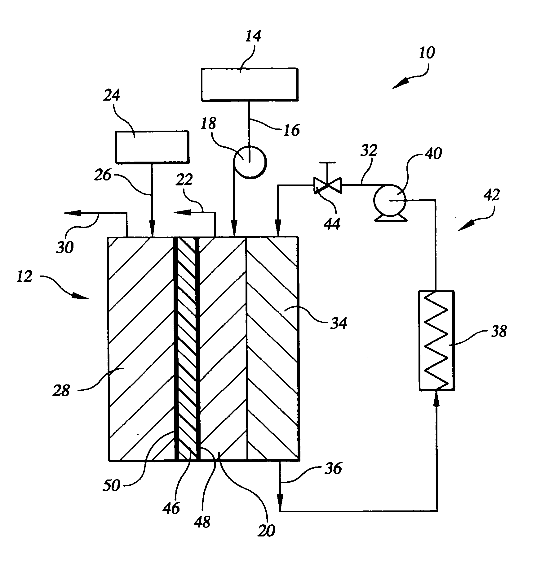 Fuel cell with passive water balance