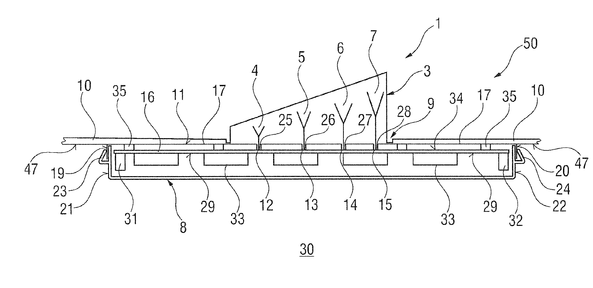 Antenna module having a transmitting and receiving antenna element