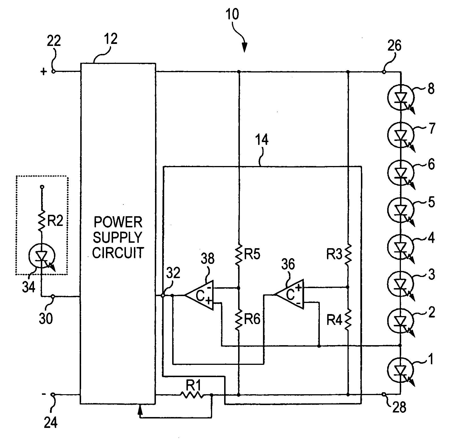 Lighting control circuit for vehicle lighting fixture