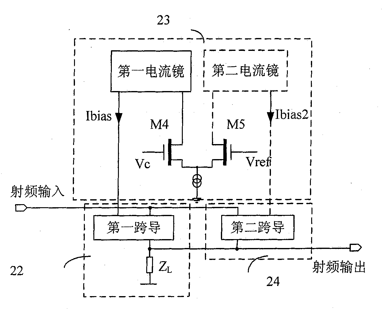 Adjustable gain low noise amplifier