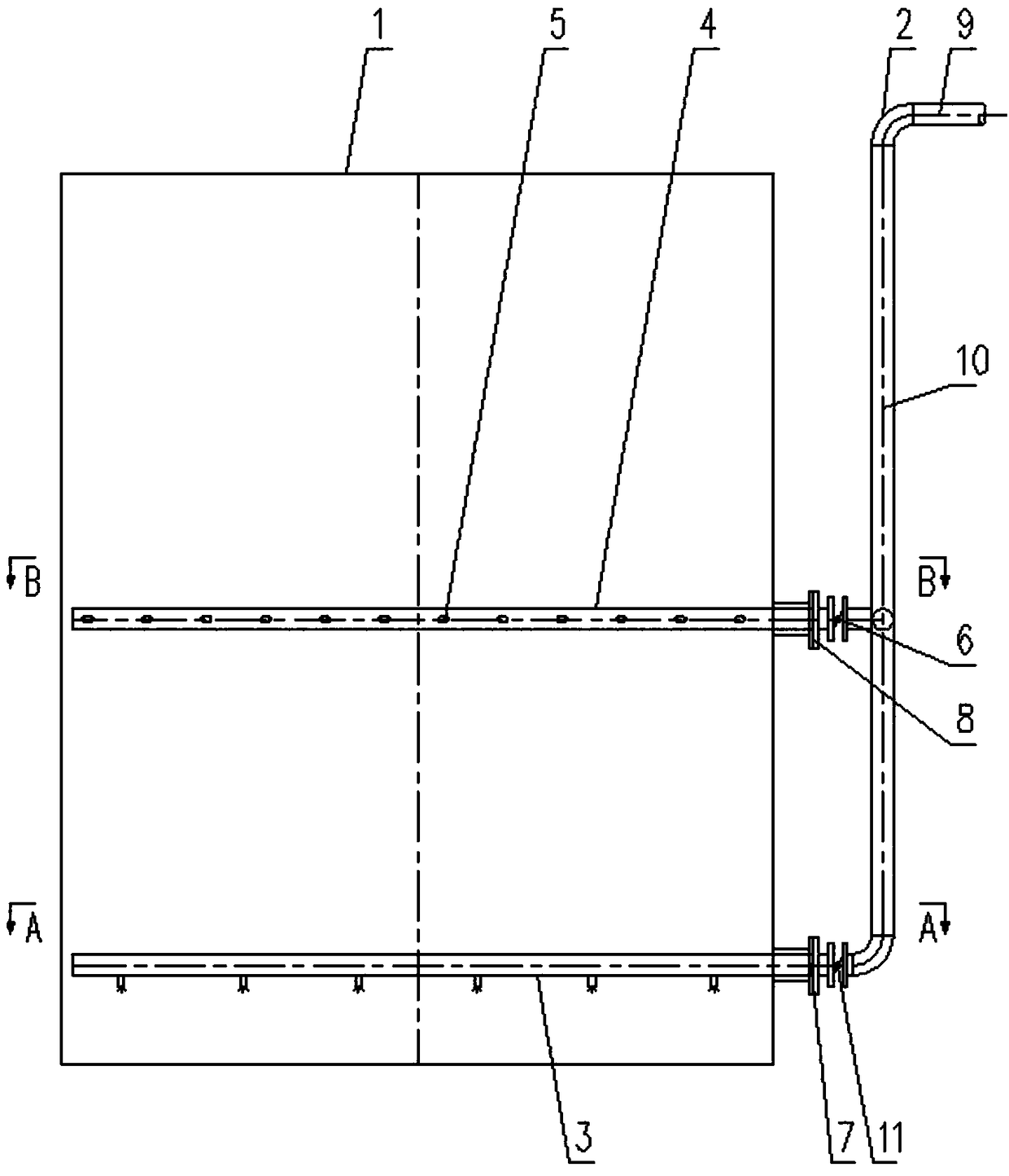 Self-stirring aeration system for wastewater regulating tank of flue gas desulfurization system and application