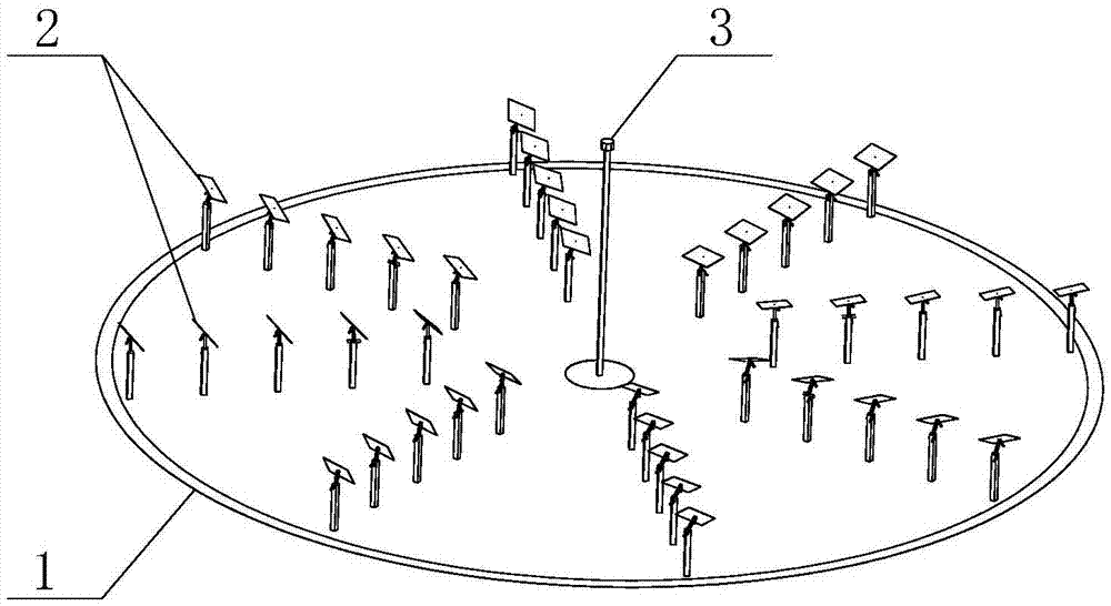 Tower light condensing system light condensing reflecting mirror arrangement structure and tracking method thereof