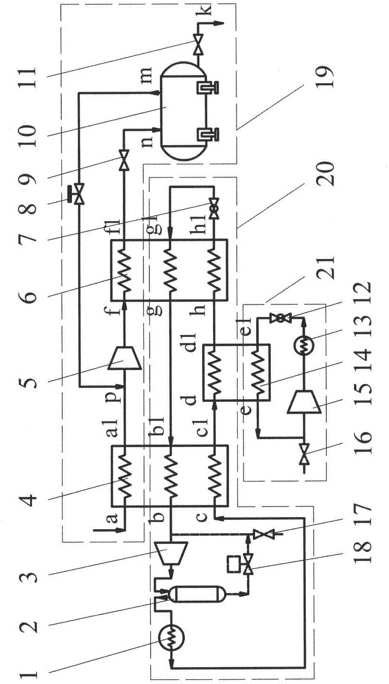 Biogas liquefaction process and device for scattered gas source point