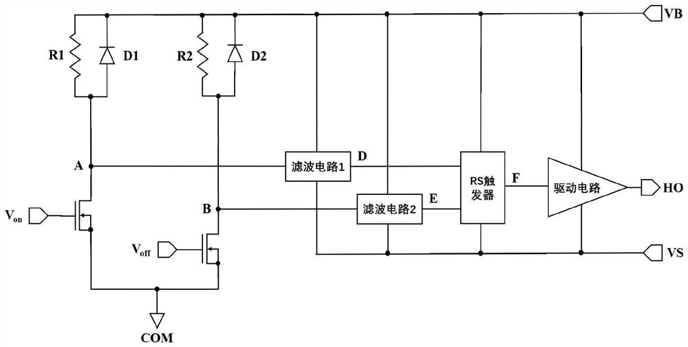 Noise suppression high-voltage level shift circuit based on delay self-locking