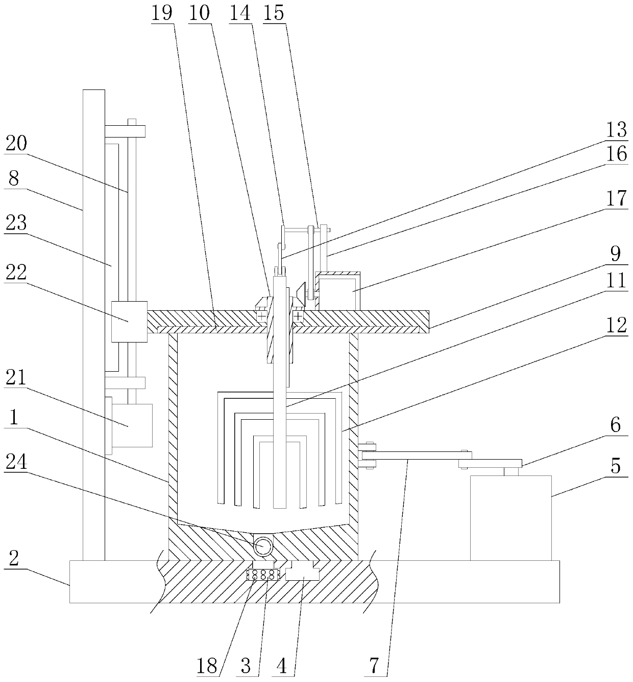 Rapid stirring device for preparing monoclinic lead tungstate nanobelt crystal material