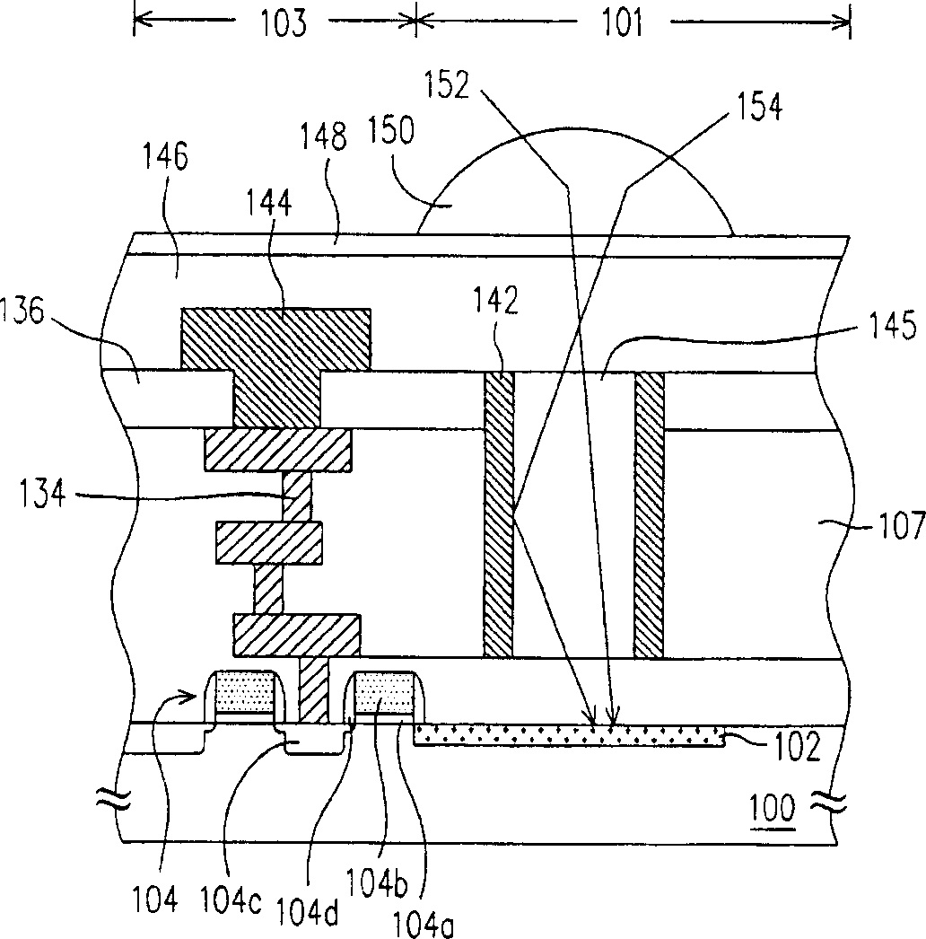 Image sensor from CMOS transistors, and manufacturing method