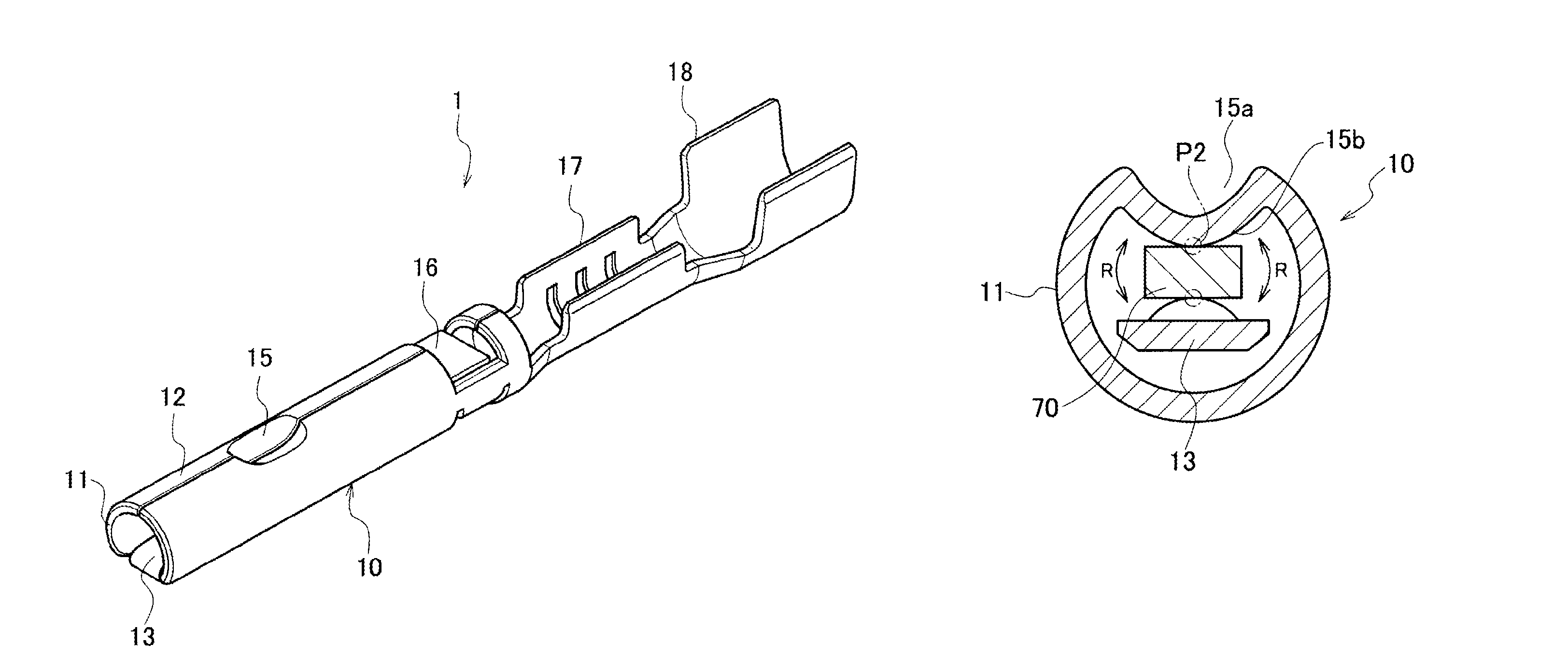 Female terminal for connector