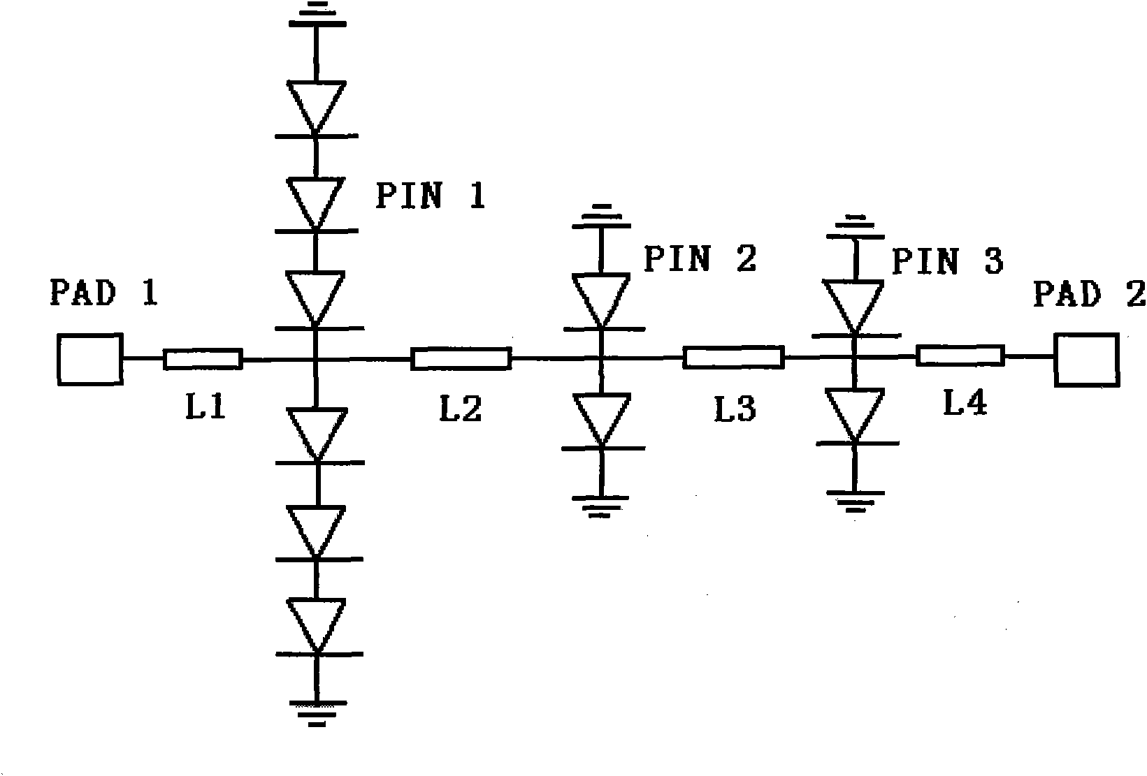 Gallium arsenide (GaAs) PIN tube limiter monolithic circuit with microwave high power and low clipping level