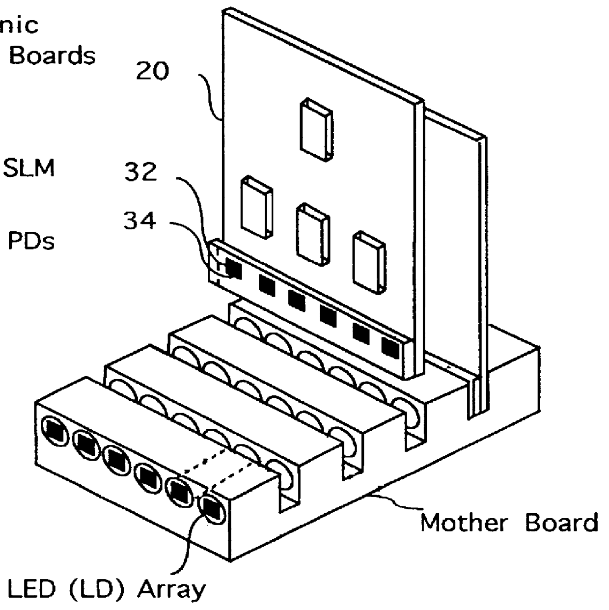 Optoelectronic smart pixel array for a reconfigurable intelligent optical interconnect