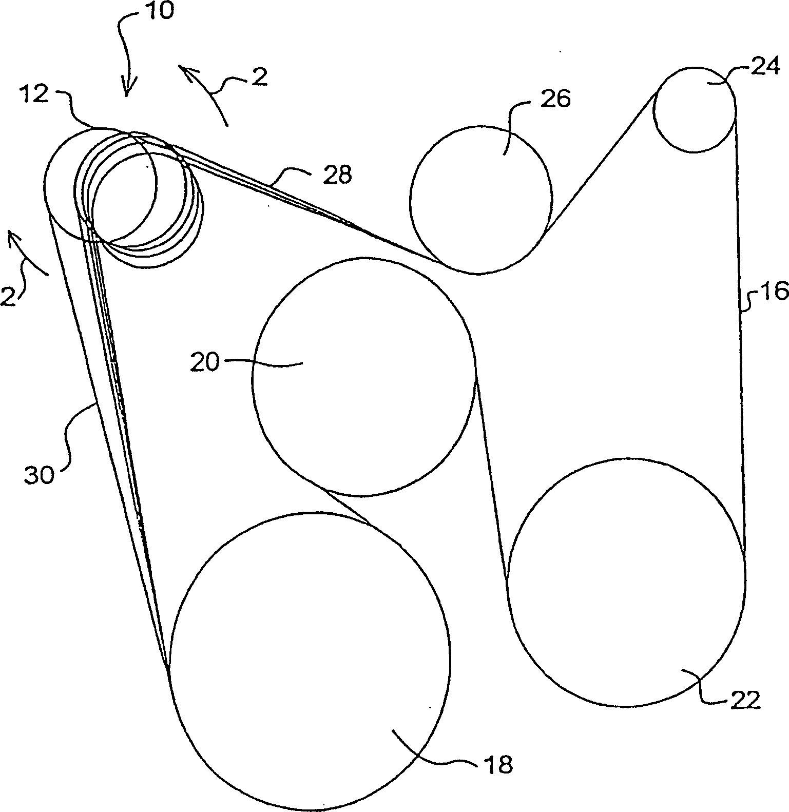 Asymmetric damping tensioner belt drive system