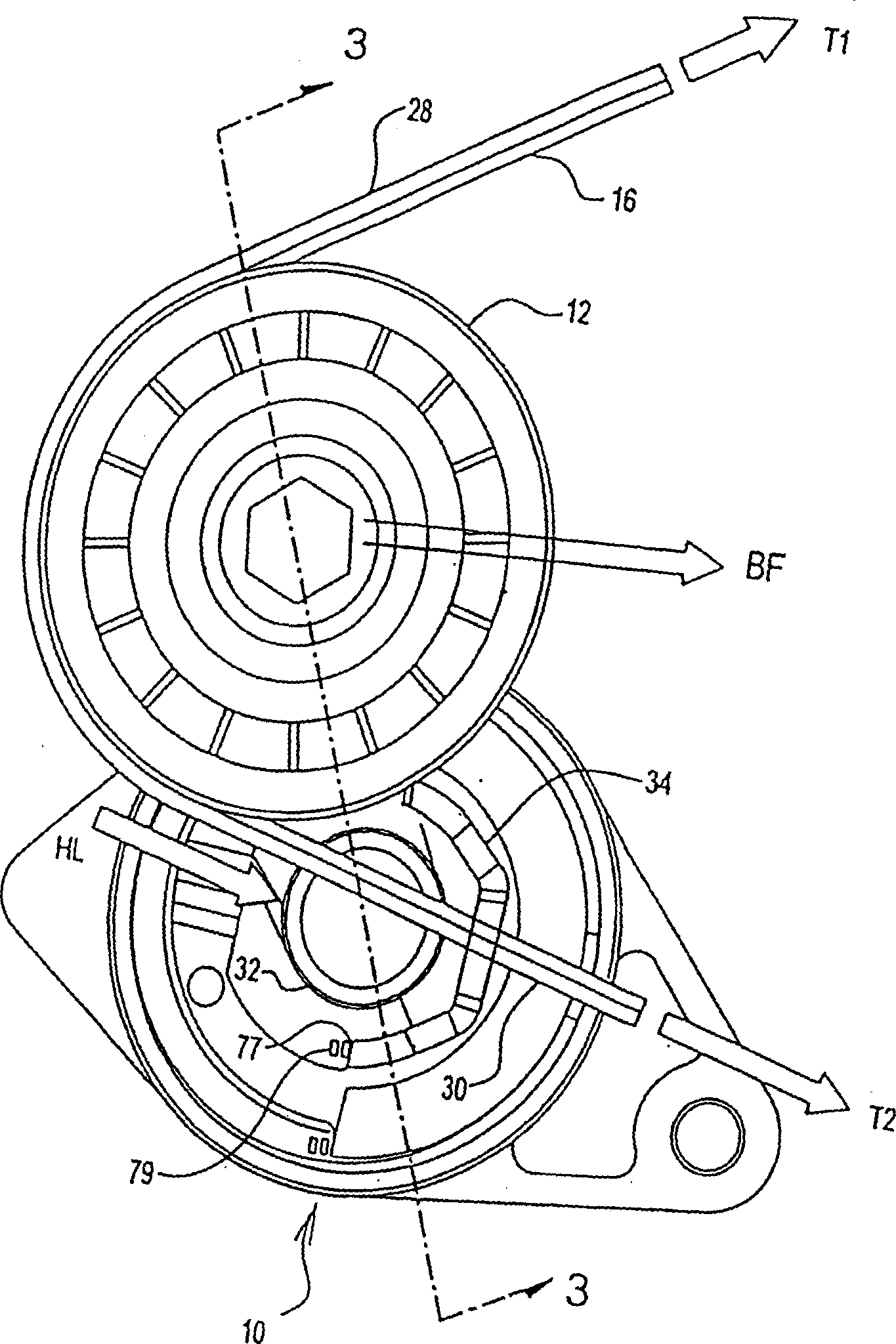 Asymmetric damping tensioner belt drive system