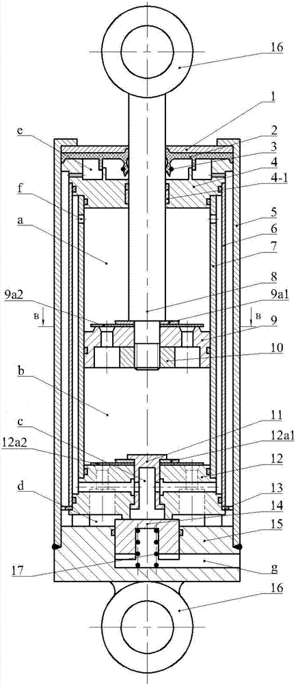 A pressure-controlled adjustable damping shock absorber