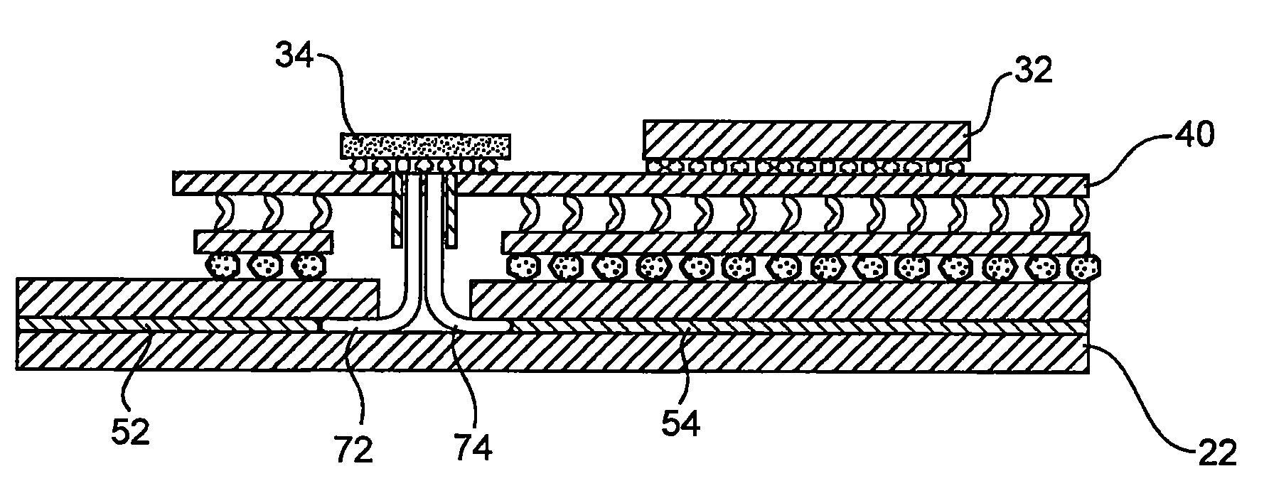 Chip carrier package with optical vias