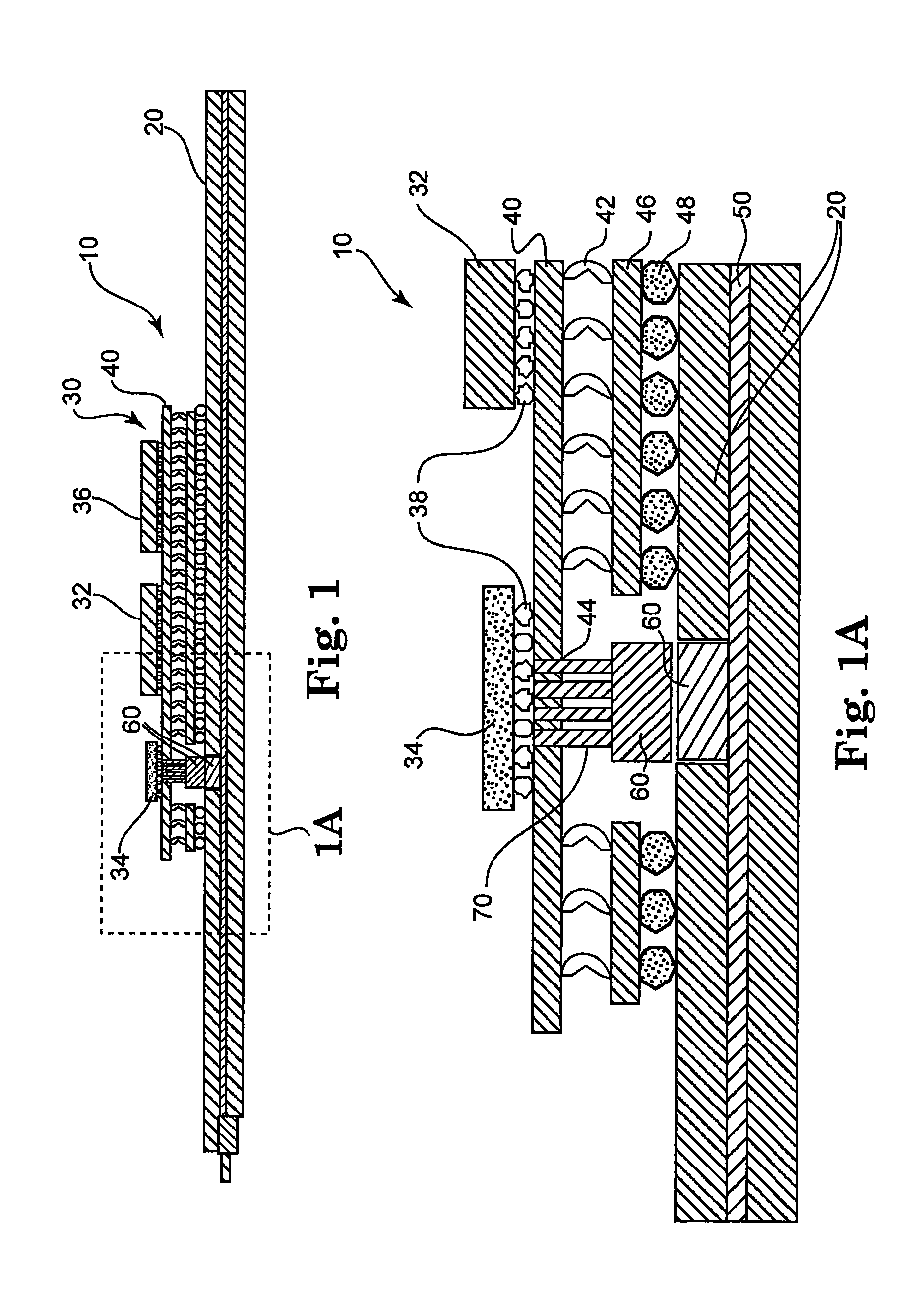 Chip carrier package with optical vias