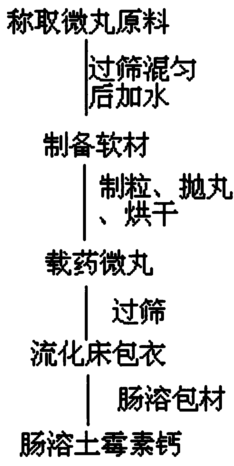 Enteric sustained release oxytetracycline calcium premix and preparation method thereof