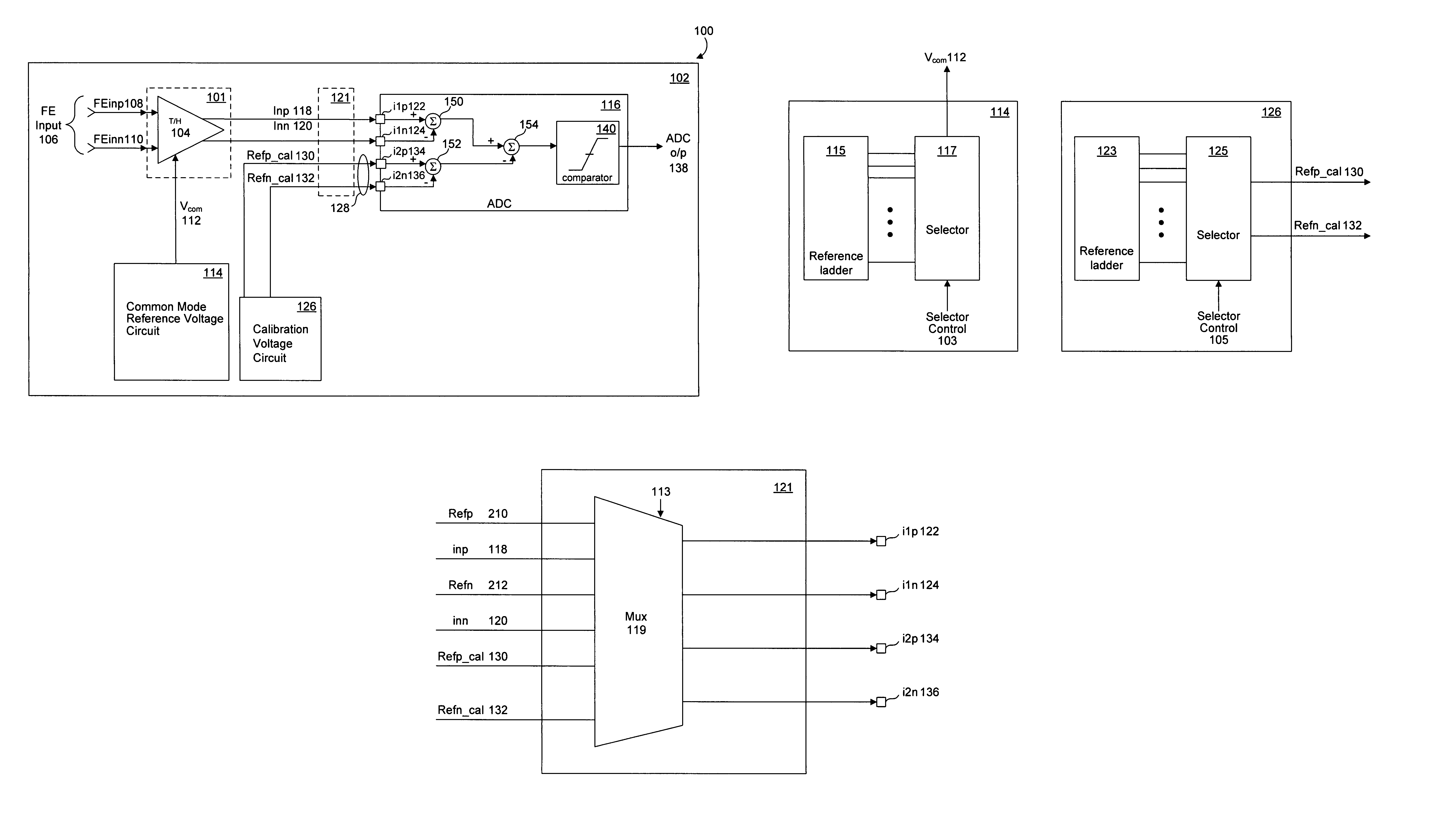 System and method for common mode calibration in an analog to digital converter