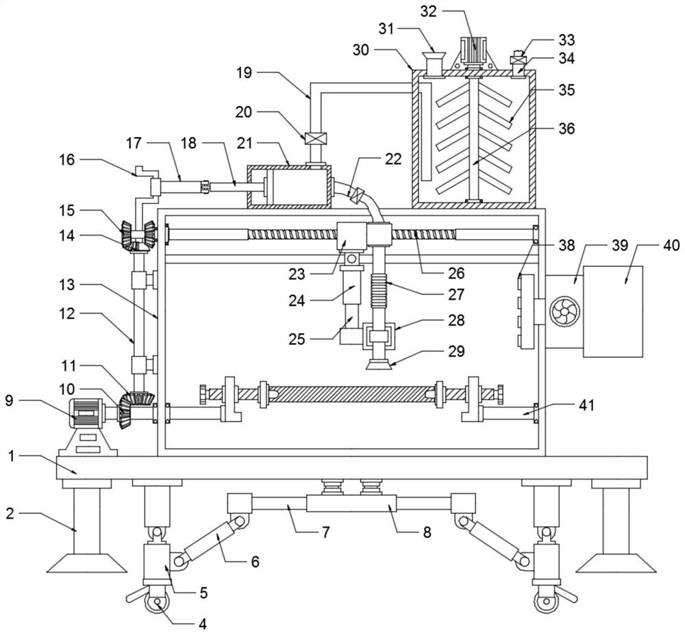 Steel pipe spraying device for construction engineering construction