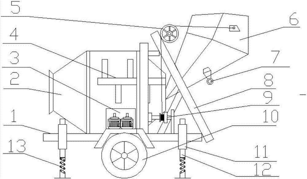 Damping concrete stirring machine capable of conveniently discharging