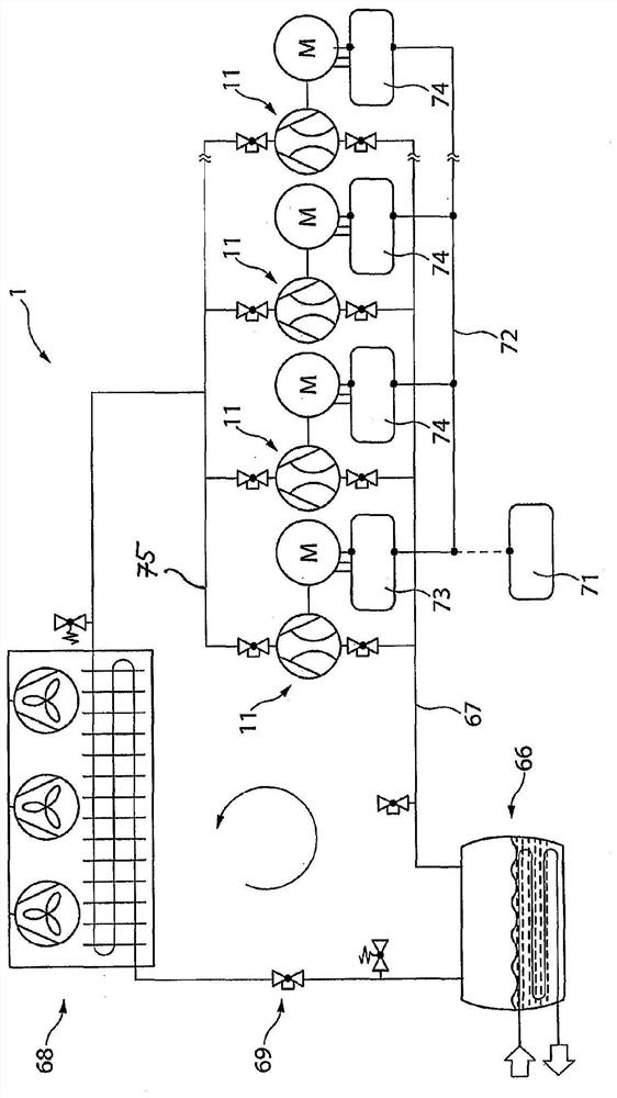 Method for controlling at least one radial fan in refrigeration plant and radial fan