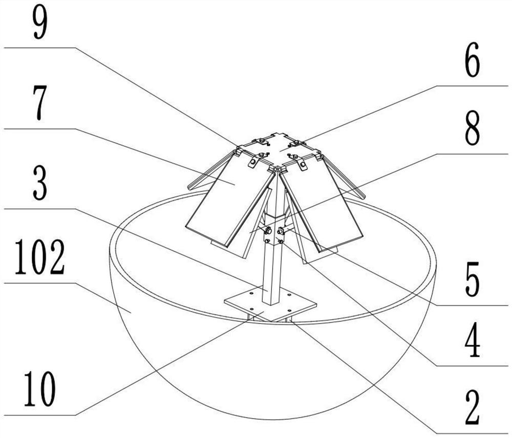 Umbrella-shaped four-electrode wave energy collection friction nanometer generator