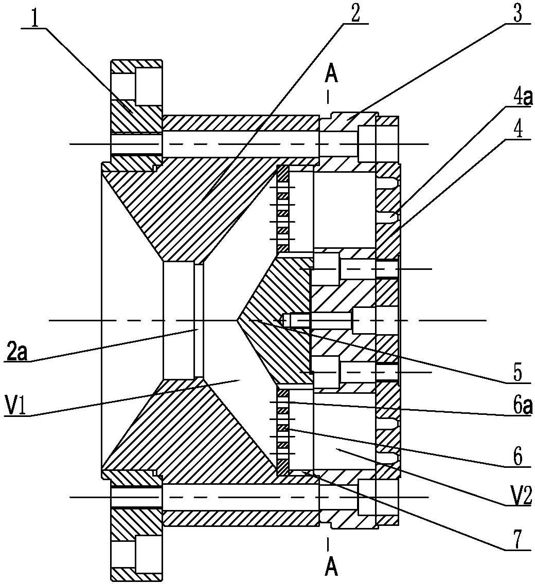 Double-template discharge device of puffing machine