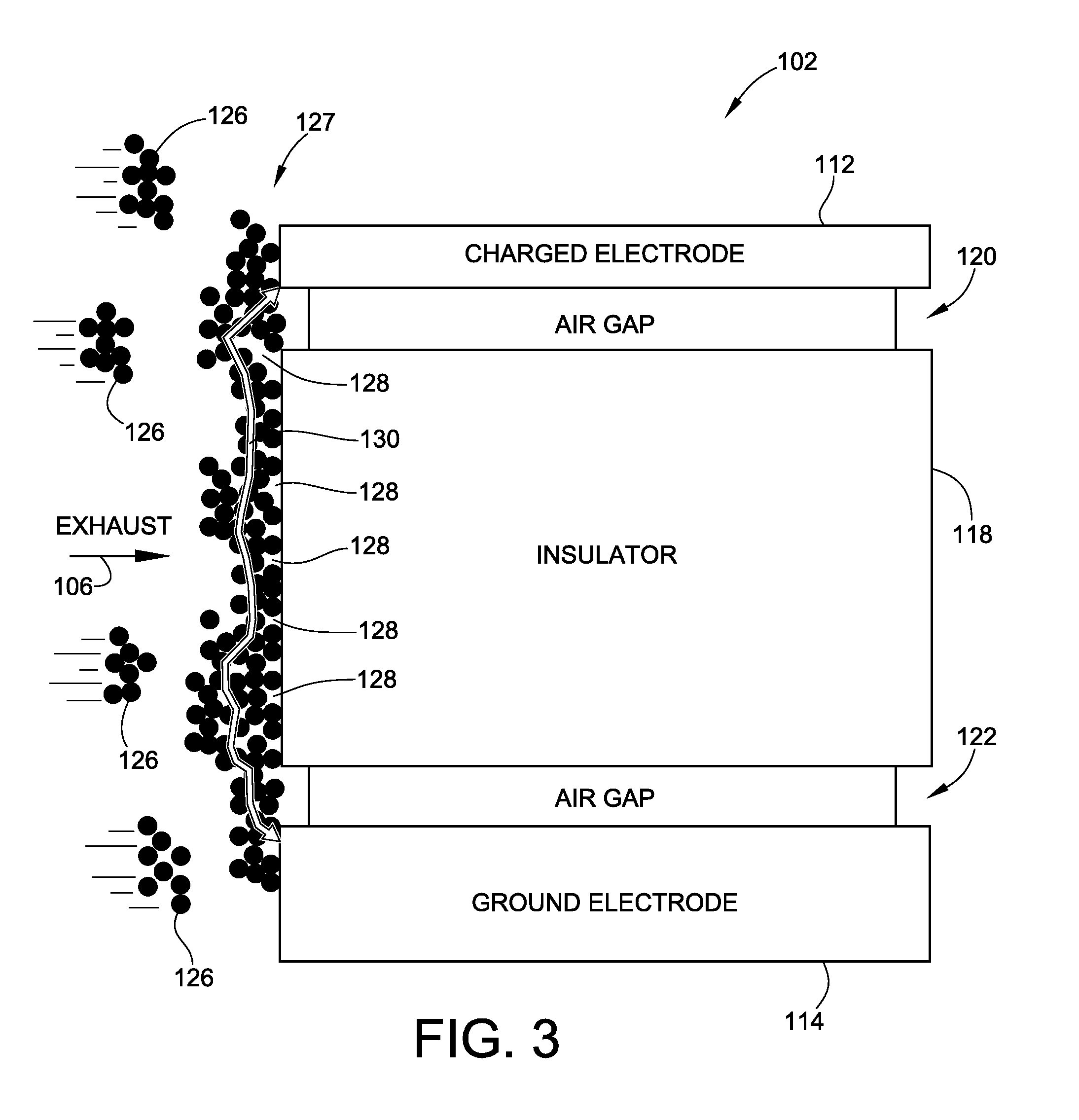 Surface gap soot sensor for exhaust