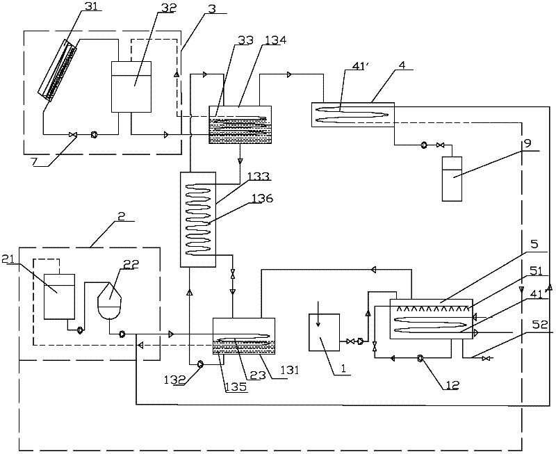 Solar absorption type sea water desalination device with regenerative cycle