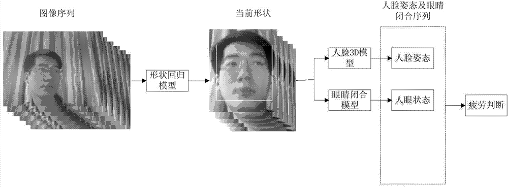 Robust multi-pose fatigue monitoring method based on face shape regression model